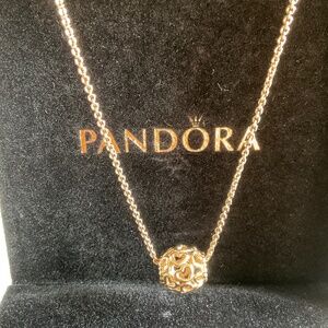 Pandora rose gold necklace ball of hearts